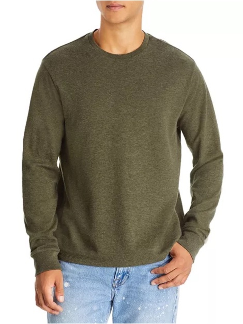 Frame | Duo Fold Crew Shirt | Heathered Olive Green | XL